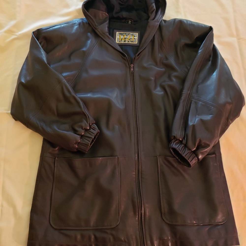 Beautiful Dark Plum Leather Coat